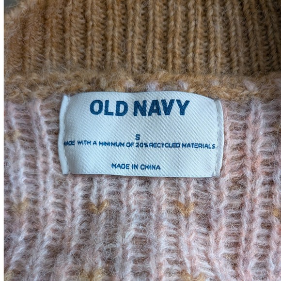 Gorpcore Cozy Chunky Outdoors Tan Pink Black Fair Isle Snowflake S Sweater NWT - Picture 8 of 13